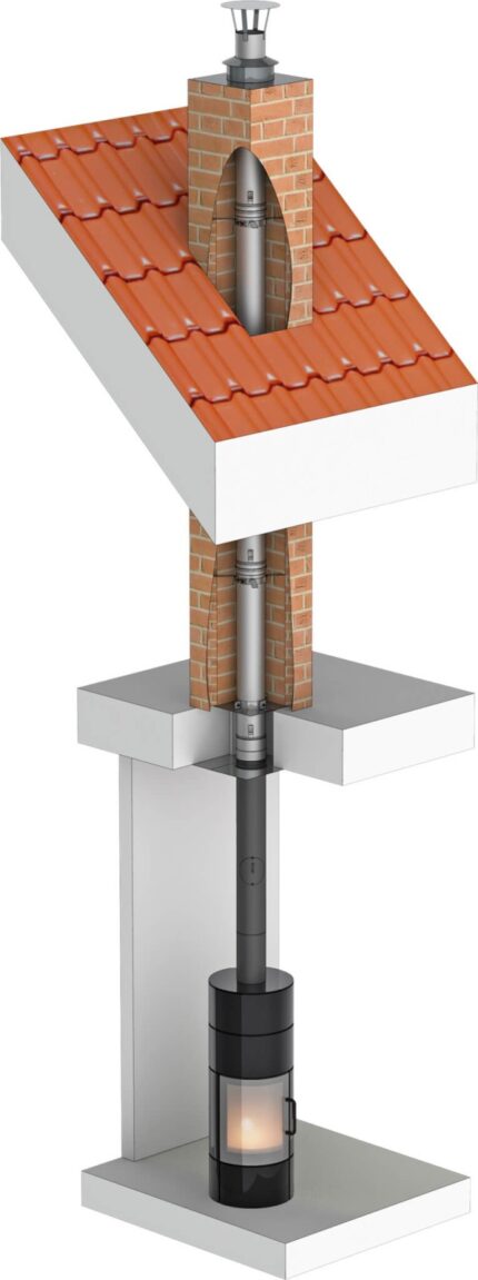 Tubage inox rigide simple paroi - rénovation de conduit maçonné - Ø115mm